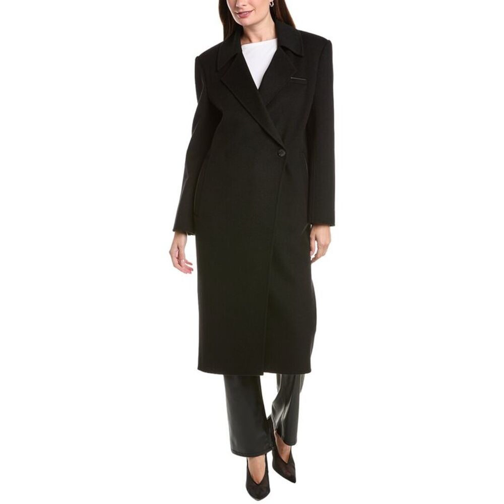 Lamarque Womens Wool-Blend Trench Coat, Black